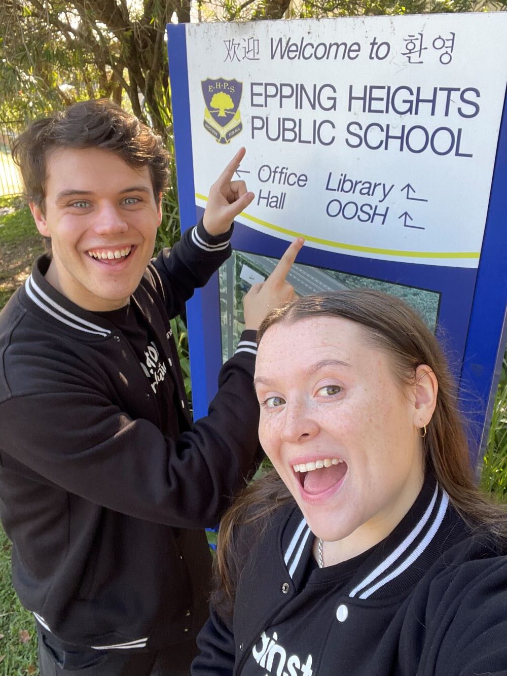 Two Brainstorm actors at Epping Heights Public School in Sydney NSW